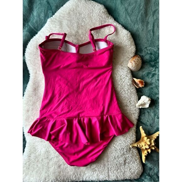 Tommy Bahama Fuchsia One Piece Ruffle Swimsuit size 8 - Picture 6 of 10